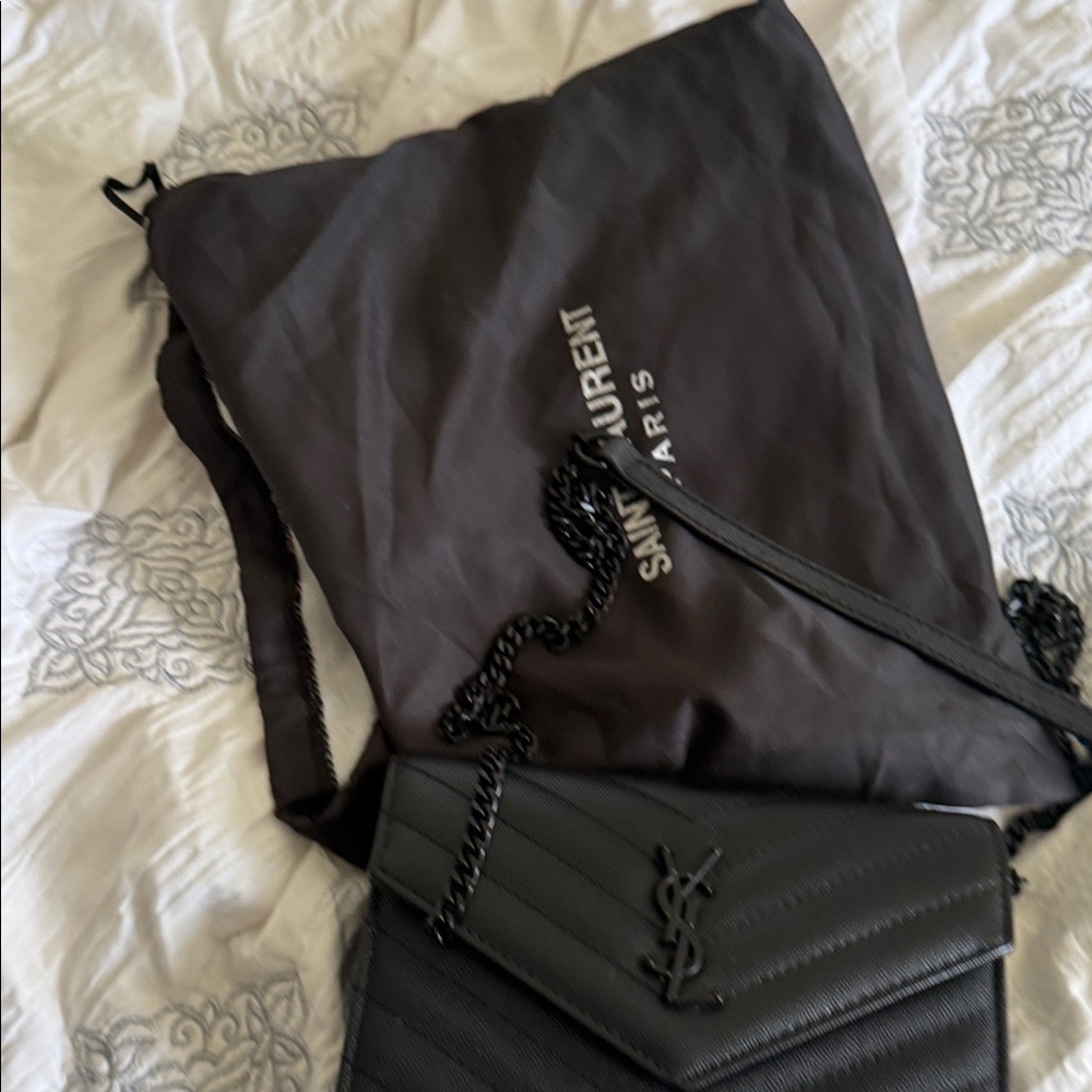 Saint Laurent Black Quilted Leather Chain Crossbody